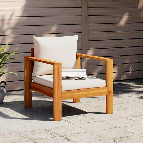 vidaXL Garden Chair Cream White Solid Acacia wood Medium