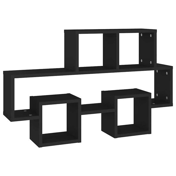 vidaXL Wall Shelf Black Engineered wood Medium Wall mounting