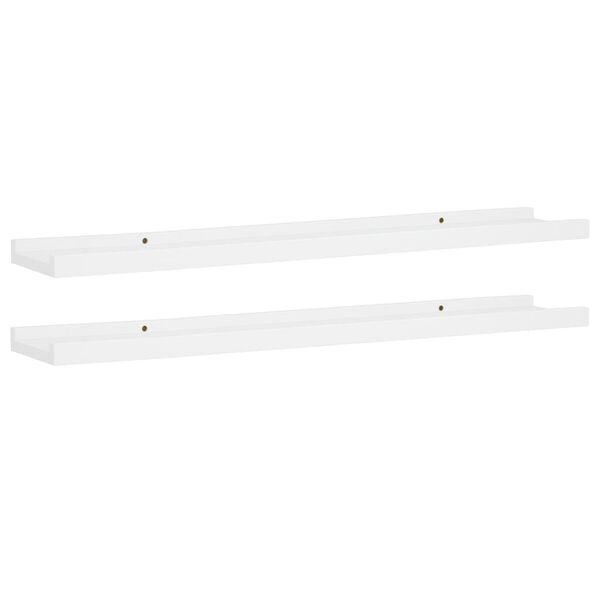 vidaXL Frame Ledge Shelf Set of 2 White MDF 31.5 in long Wall mounting