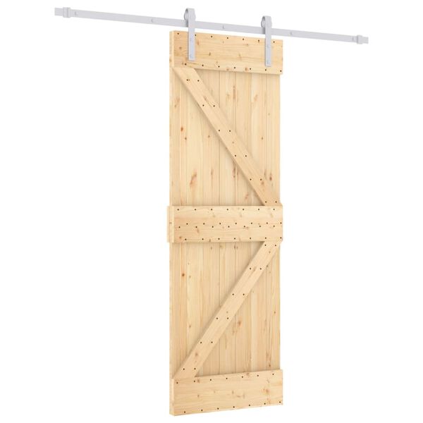vidaXL Sliding Door with Hardware Set 27.6x82.7" Solid Wood Pine