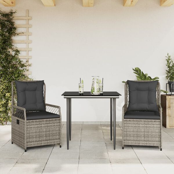 vidaXL Garden Dining Set Grey, Black, Dark Grey
