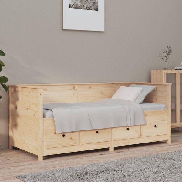 vidaXL Day Bed Natural Wood Solid Pine Wood 39.4 x 78.7 in Day Bed