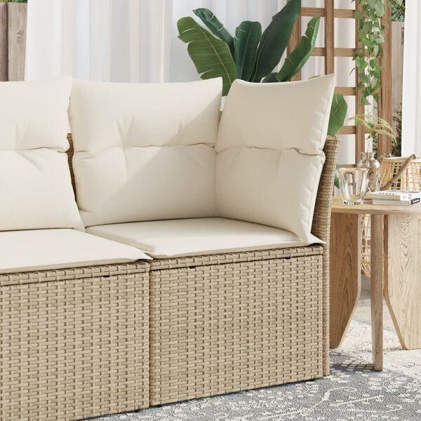 vidaXL Garden Sofa Beige PE Rattan Single Adjustable Feet Garden Sofa