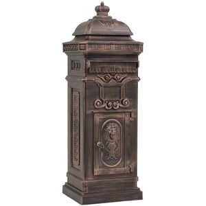 vidaXL Pillar Letterbox Bronze Cast Aluminum Medium Decorative Inlays