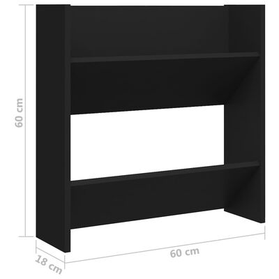 vidaXL Wall Shoe Cabinet Black 23.6"x7.1"x23.6" Engineered Wood
