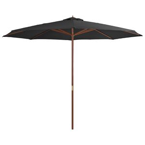 vidaXL Garden Parasol Anthracite Polyester, Wooden Pole Large