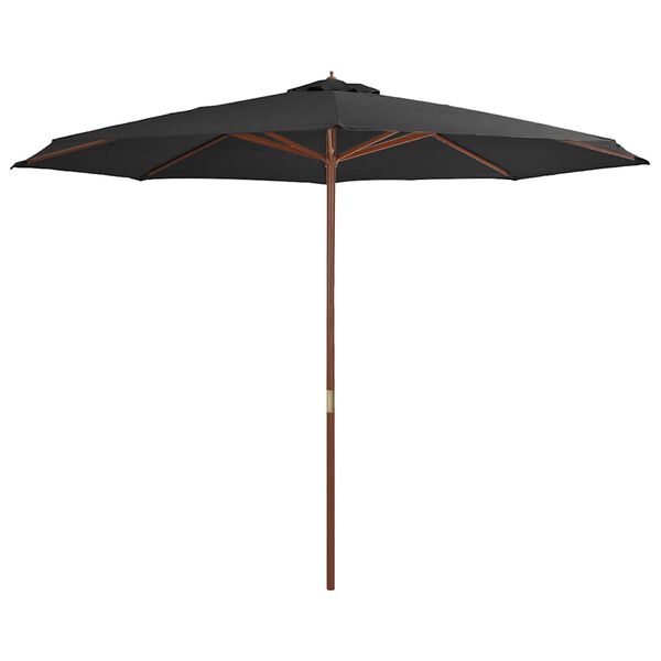 vidaXL Garden Parasol Anthracite Polyester, Wooden Pole Large
