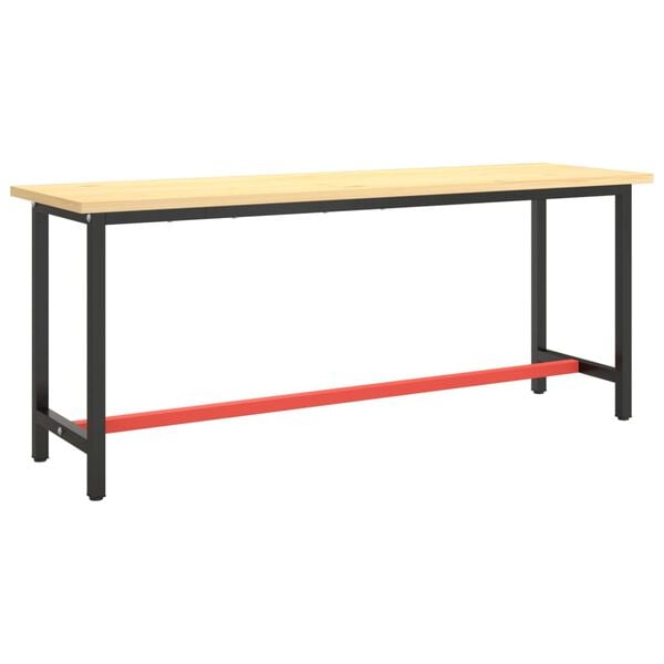 vidaXL Work Bench Frame Matte Black and Red Powder-coated metal Large
