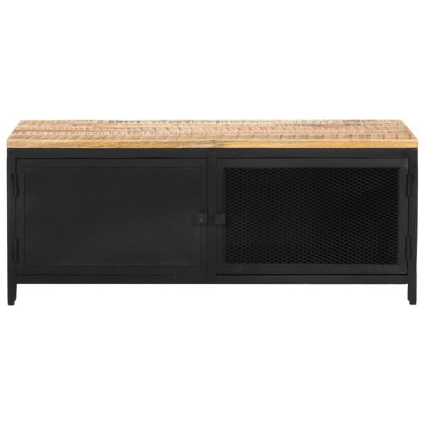 vidaXL Coffee Table Black, Natural Wood Solid Mango Wood, Powder-Coated Iron