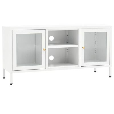 vidaXL TV Cabinet White 41.3"x13.7"x20.4" Steel and Glass