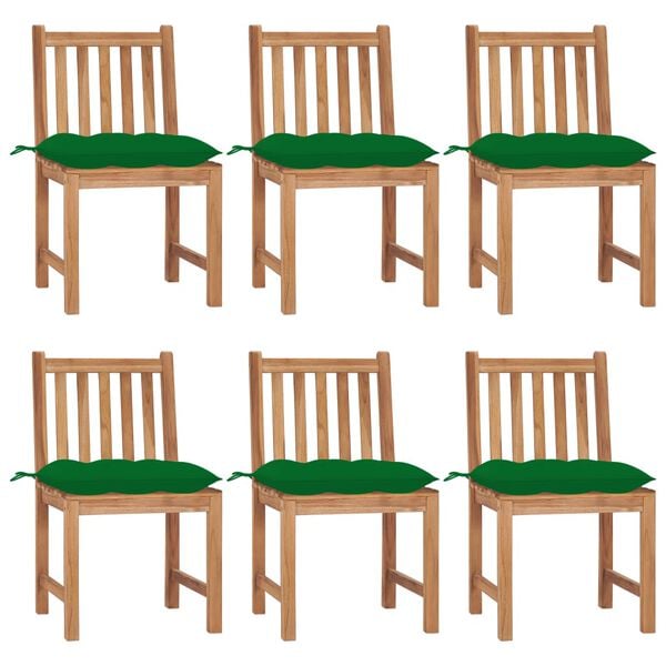 vidaXL Patio Chair Set of 6 Natural Teak Teak Wood Standard Durable