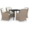 vidaXL Garden Dining Set Brown, Cream White, Black