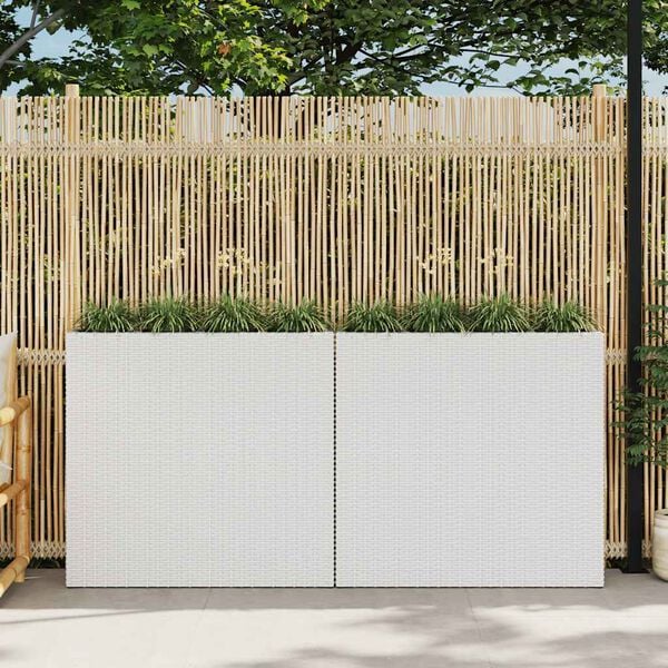 vidaXL Raised Bed White Poly rattan and plastic Large Planters