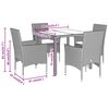vidaXL 5 Piece Patio Dining Set with Cushions Black Poly Rattan and Acacia