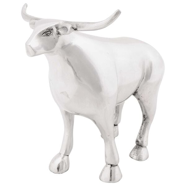 vidaXL Bull Sculpture Silver 20 x 17 x 23 cm Aluminium