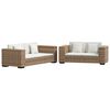 vidaXL Sofa Set Natural rattan with cream cushions
