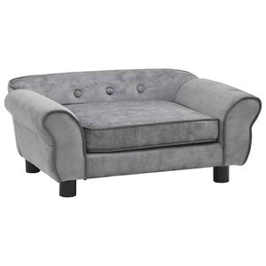 vidaXL Dog Sofa Grey Plush 28.3x17.7x11.8 in Removable Covers Dog Sofa