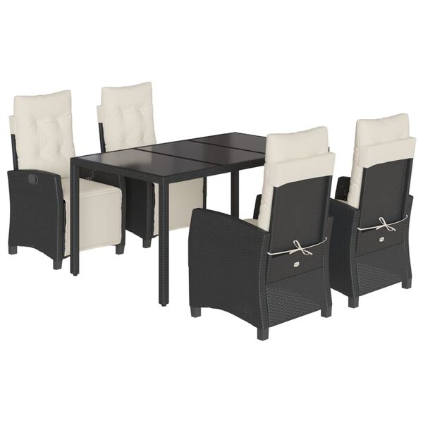 vidaXL Garden Dining Set Black, Cream White