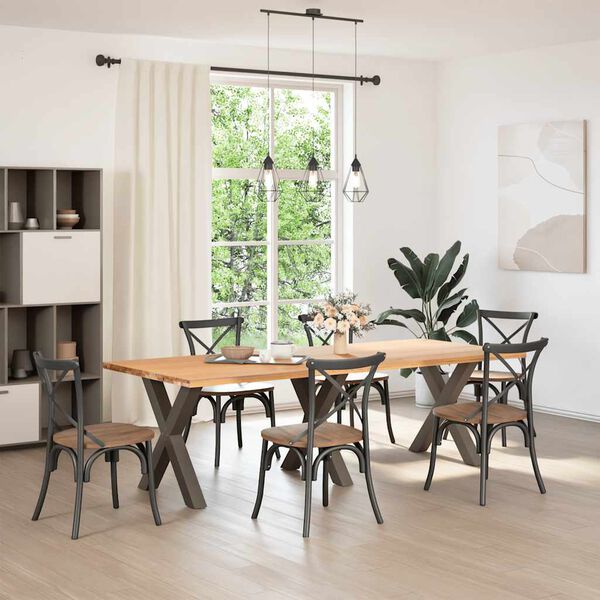 vidaXL Dining Table Legs X-Shaped 3 pcs Natural Steel 27.6x(28.3-28.7)" Steel