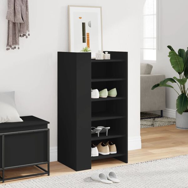vidaXL Shoe Cabinet Black Engineered wood 20.5x14.8x39.4 in Shoe Cabinet
