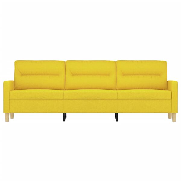 vidaXL 3-seater Sofa Light Yellow Fabric (100% polyester), metal 3-Seater