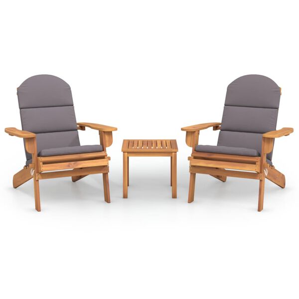 vidaXL 3 Piece Adirondack Patio Lounge Set Solid Wood Acacia