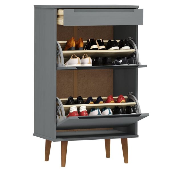 vidaXL Shoe Cabinet Grey Solid pine wood Medium Shoe Cabinet