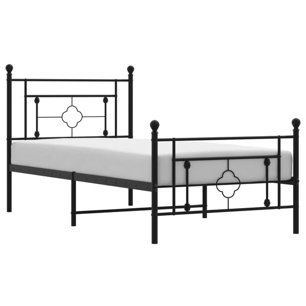 vidaXL Bed Frame Black Powder-coated steel Twin bed size Bed Frame