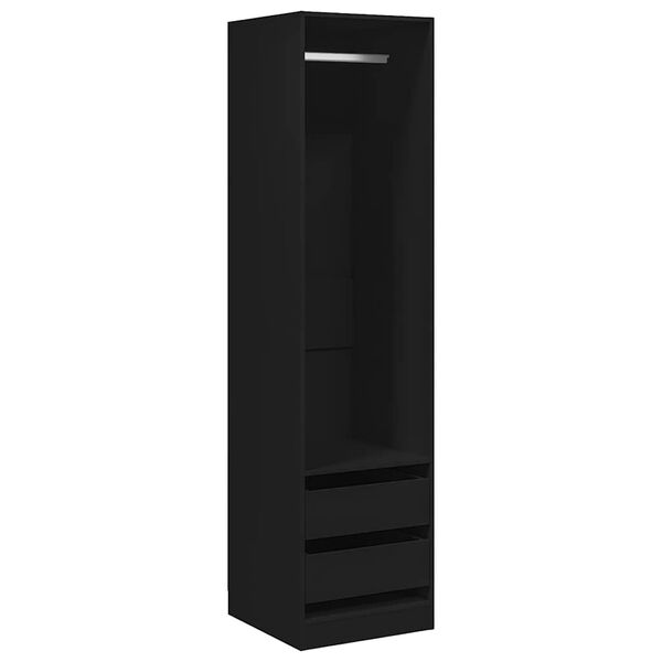vidaXL Wardrobe with Drawers Black 19.7"x19.7"x78.7" Engineered Wood