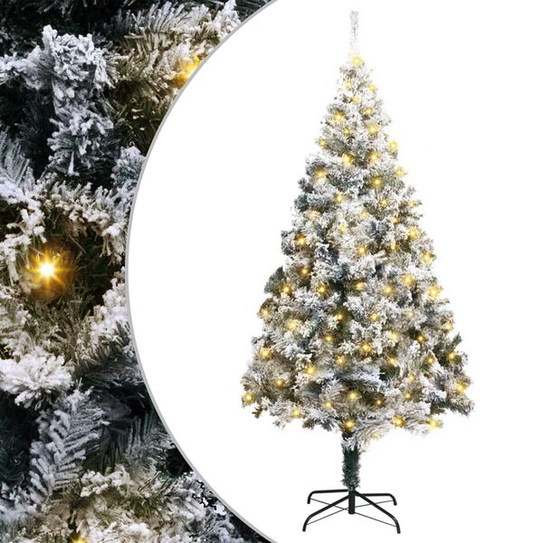 vidaXL Artificial Christmas Tree White 70.9" PVC and Steel and Plastic