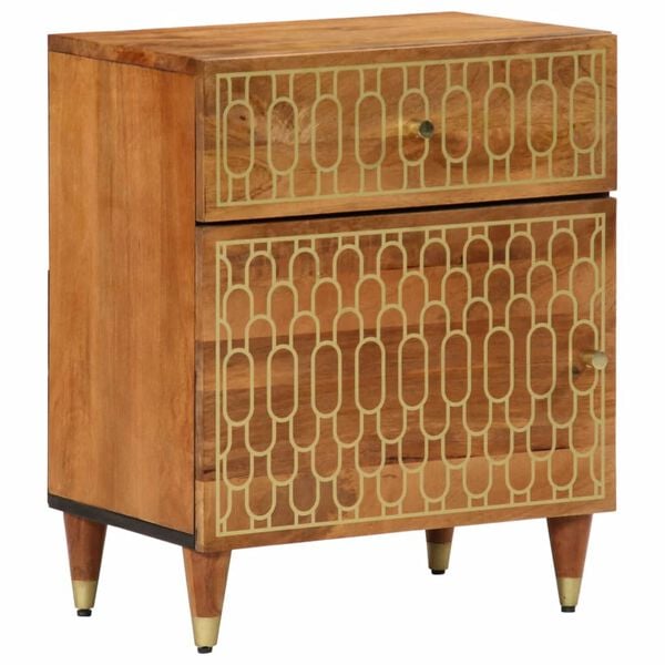 vidaXL Bedside Cabinet Honey Brown Solid Mango Wood, Engineered Wood, Iron
