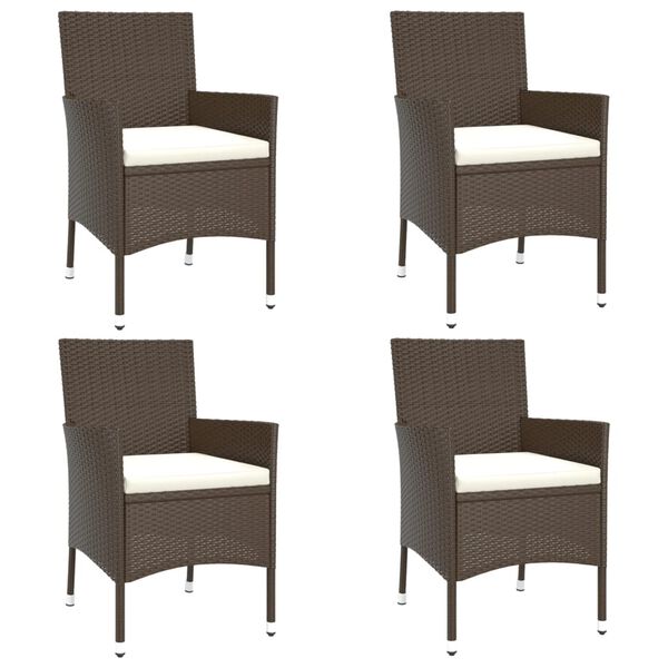 vidaXL Patio Dining Set Set of 4 Brown Poly Rattan 5 Piece Set