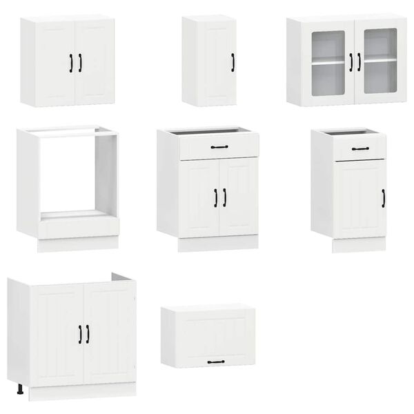 vidaXL Kitchen Cabinet Set White Engineered wood, Glass 8-piece set