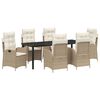 vidaXL Garden Dining Set with Cushion 7 pcs Beige Poly Rattan