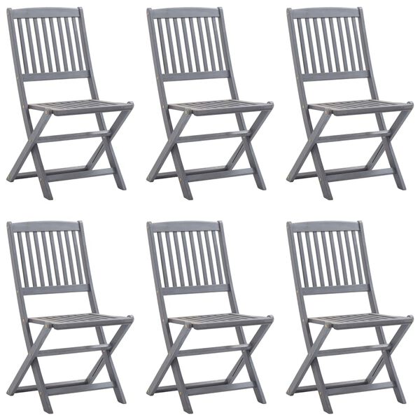 vidaXL Outdoor Chair Set of 6 Grey washed