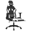 vidaXL Gaming Chair with Footrest Black and White Faux Leather