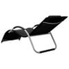 vidaXL Sun Lounger Black and Gray Textilene, Aluminum, Powder-Coated Steel