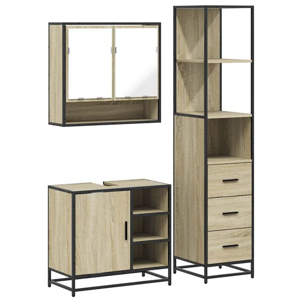 vidaXL Bathroom Furniture Set Sonoma Oak Engineered wood, Metal Standard