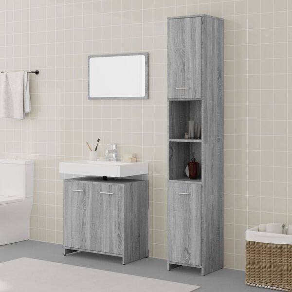 vidaXL Bathroom Furniture Set Grey Sonoma Engineered wood, acrylic Medium