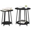 vidaXL Side Table Set with Shelf 2 pcs Black Oak