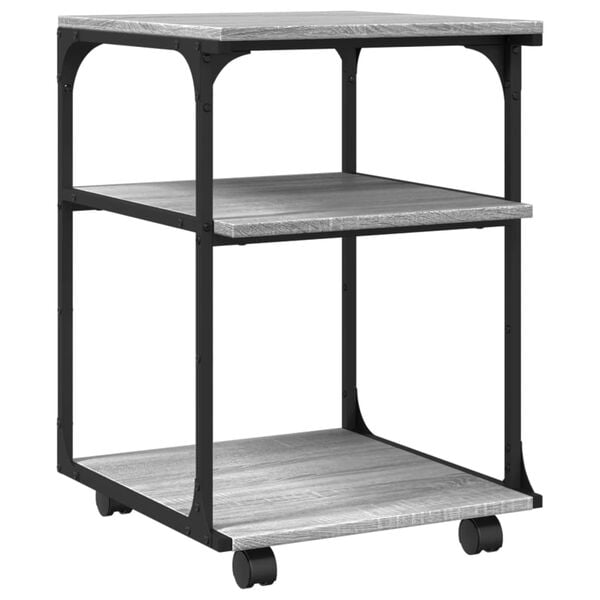 vidaXL Printer Stand 3-Tier Gray Sonoma 16.9&quot;x18.9&quot;x25.2&quot; Engineered Wood