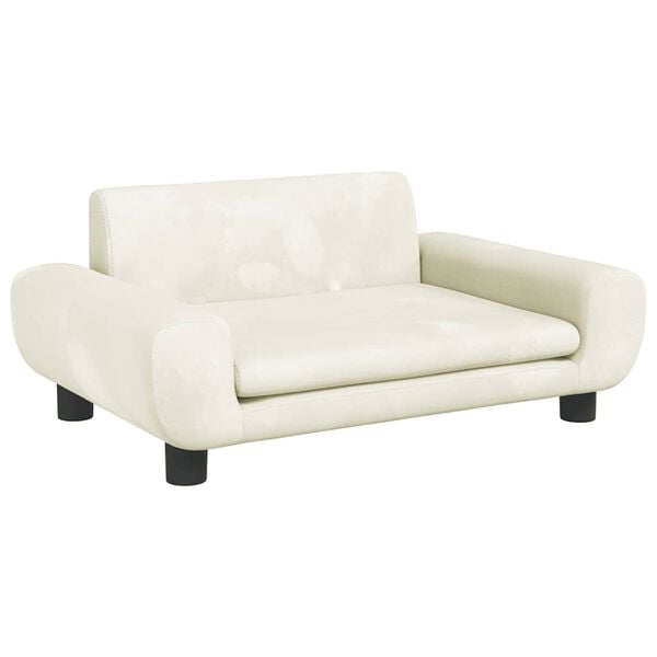 vidaXL Kids Sofa Cream Velvet, Solid Pine Wood, Plastic Mini Kids Sofa