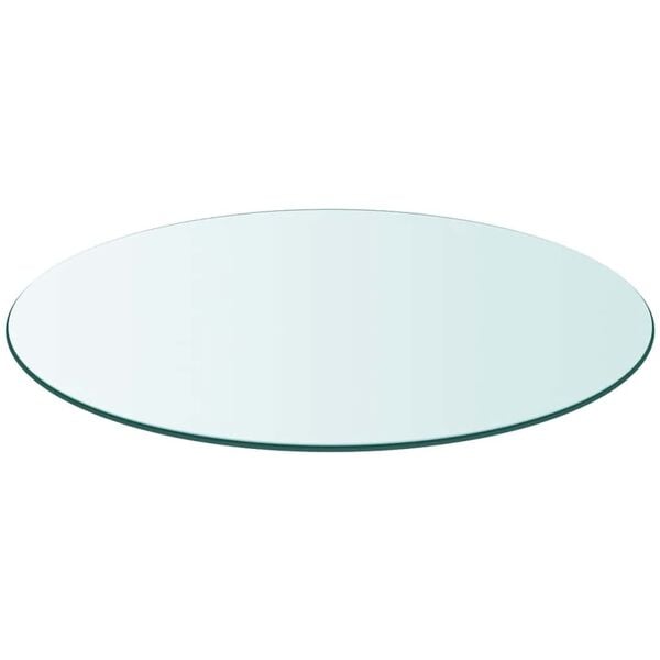 vidaXL Table Top Transparent Tempered Glass 23.6 In Diameter Table Top