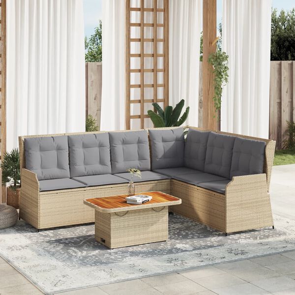 vidaXL Patio Lounge Set Beige and Brown