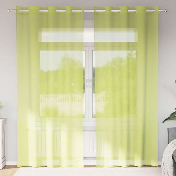 vidaXL Voile Curtains with Grommets 2 pcs Apple Green 55.1x96.5"