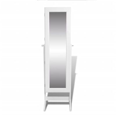 vidaXL Free Standing Mirror Jewelry Cabinet White