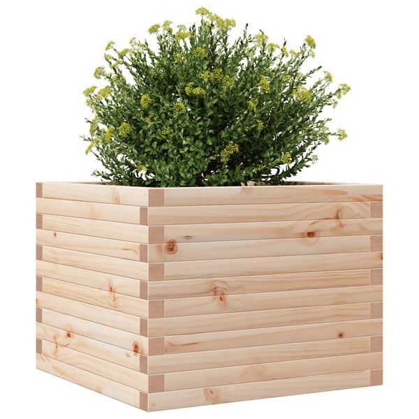 vidaXL Garden Planter Natural Pine Solid Pine Wood 23.6x23.6x18.1 in