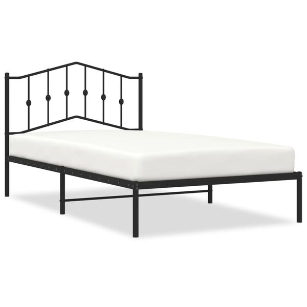 vidaXL Bed Frame Black Powder-coated Steel Twin Bed Frame Rectangular