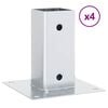 vidaXL Post Bases Square 4 pcs Silver 2.80x2.80" Galvanised Steel
