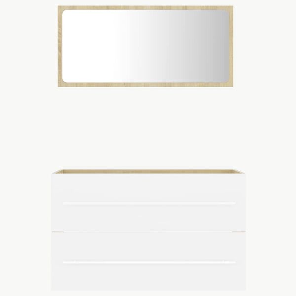 vidaXL Bathroom Furniture Set White and sonoma oak Engineered wood